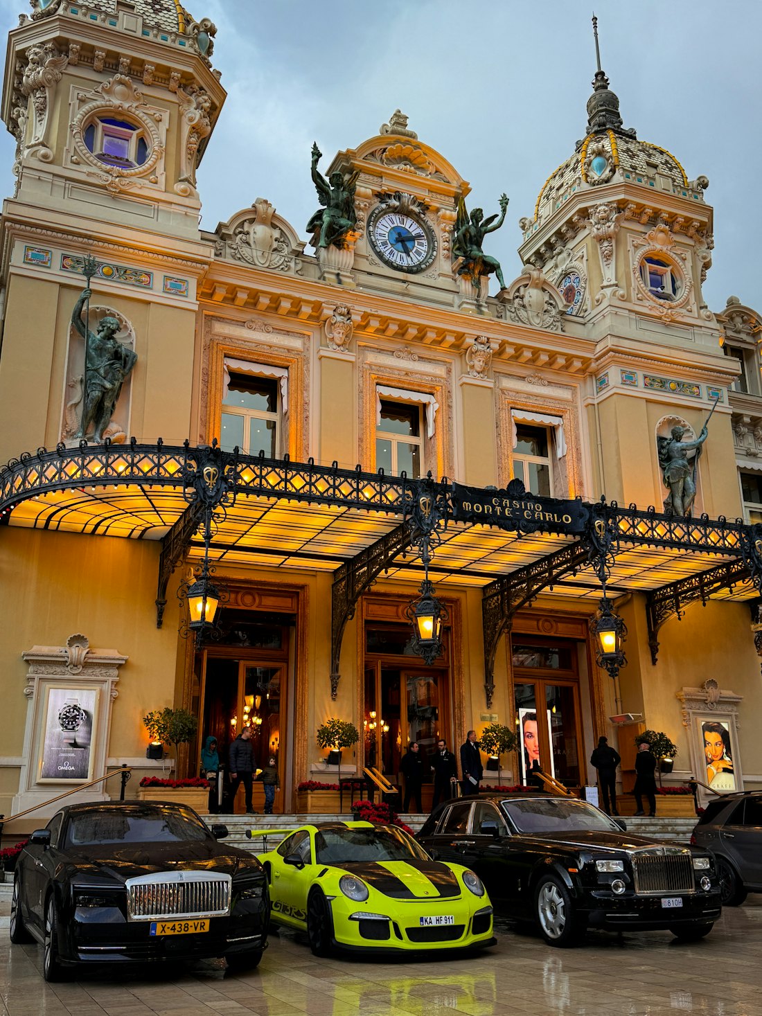 Grand illuminated casino at dusk